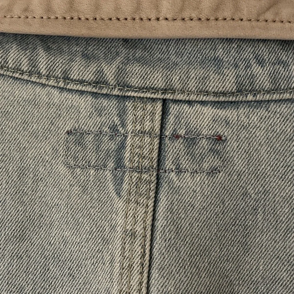 Banana Republic Men’s Size XL Denim Button Front Blue Jean Jacket Tan Collar
